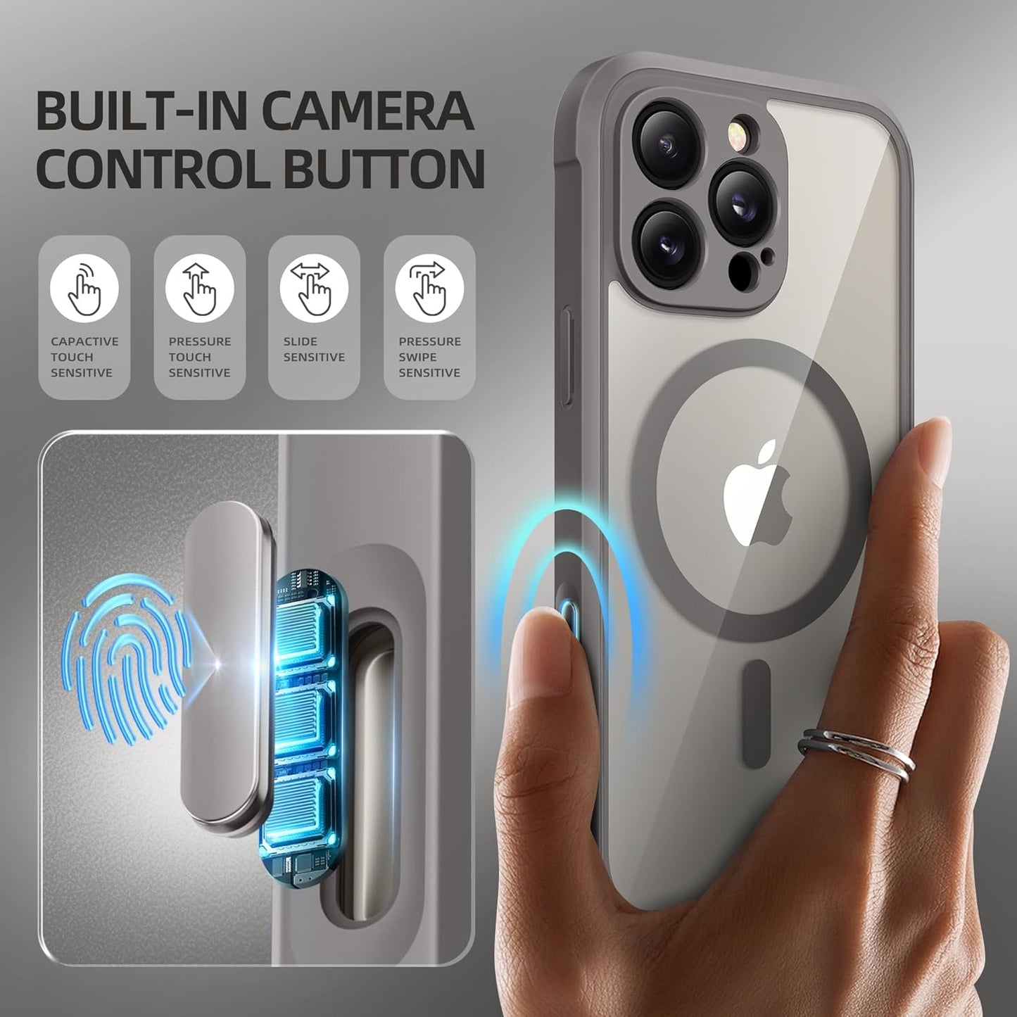 BERFY Magnetic for iPhone 16 Pro Max Case, Compatible with MagSafe, Built-in Privacy Screen Protector and Upgraded Camera Protection, Anti-Spy Full Body Shockproof Phone Case for 16 Pro Max, Dark Grey