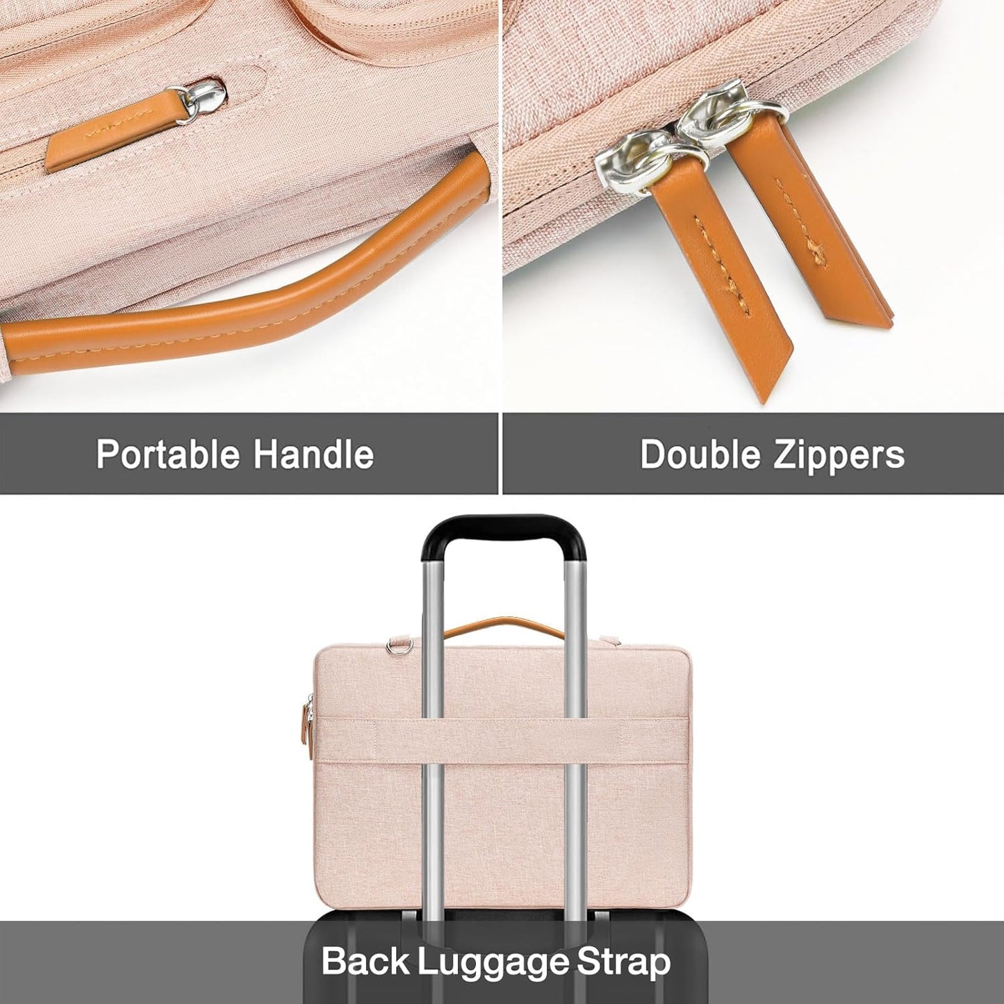 MOSISO 360 Protective Laptop Case 15 inch, 15 inch Laptop Sleeve Compatible with MacBook Air M4 M3 M2 2025 2024 2023, Dell XPS Plus, Side Open Carrying Case with 4 Zipper Pockets&Handle, Khaki