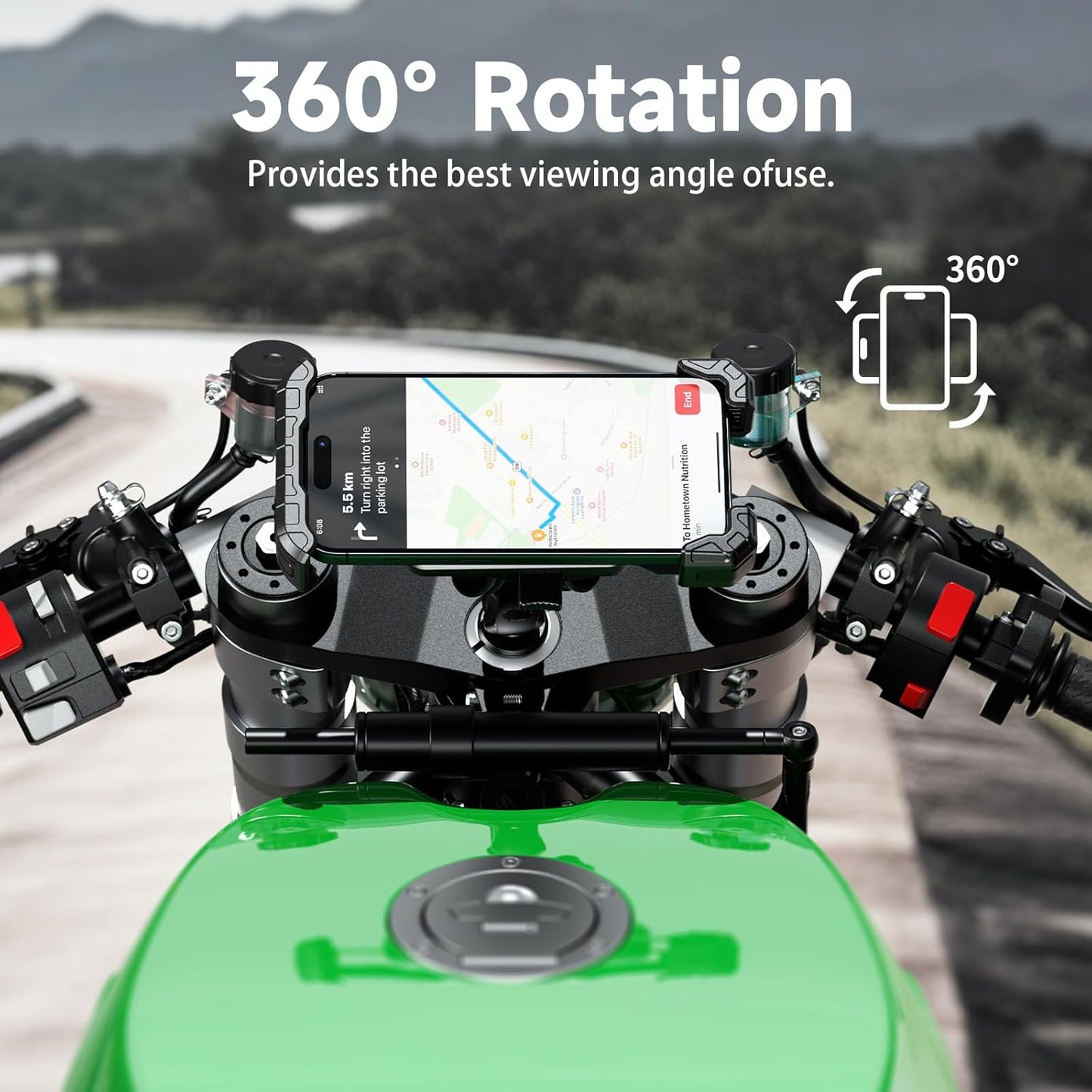 Kewig Motorcycle Fork Stem Phone Mount Holer with Vibration Dampener, [No Scratches Camera] Anti-Theft Motorcycle Cell Phone Holder, Fits for Fork Stem Tubes 12-25.4mm in Diameter, for 5.5-7.2" Phone