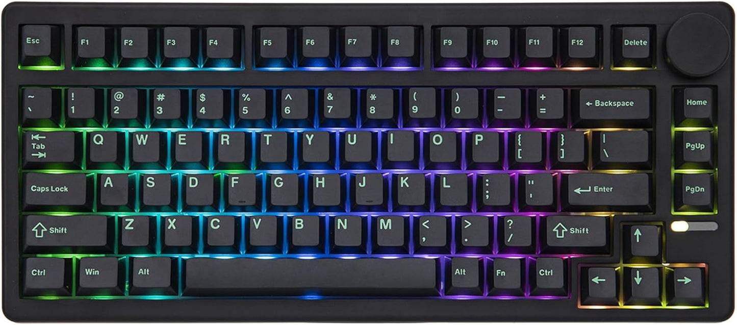EPOMAKER QK81 75% Wireless Mechanical Gaming Keyboard, QMK/VIA Programmable and Hot-Swappable, 81 Keys with Metal Knob, 2.4Ghz/BT/USB, Creamy Gasket-Mount, RGB Backlight (Black, Flamingo Switch)
