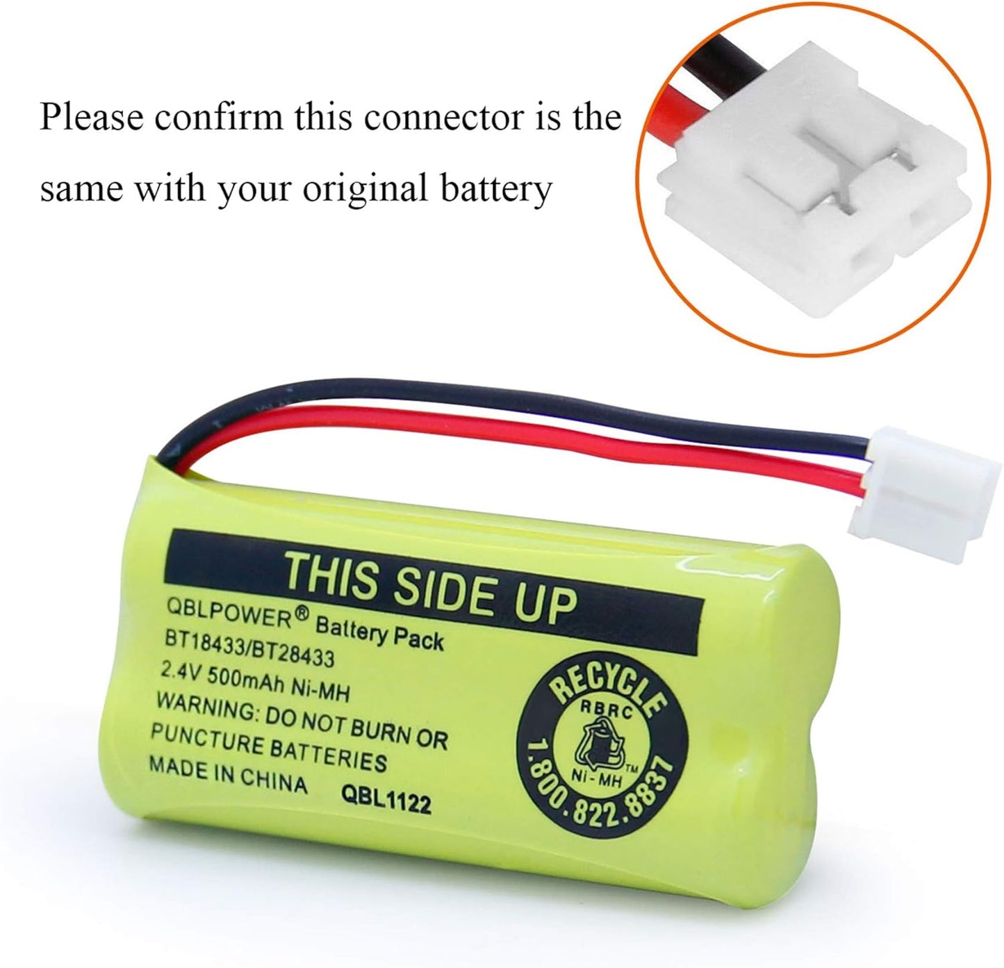 BT18433 BT28433 BT184342 BT284342 BT1011 BT-1011 2.4V 500mAh Ni-MH Replacement Battery Cordless Phone CS6209 CS6219 CS6229 DS6151 89-1330-01-00 CPH-515D (3 Pack)