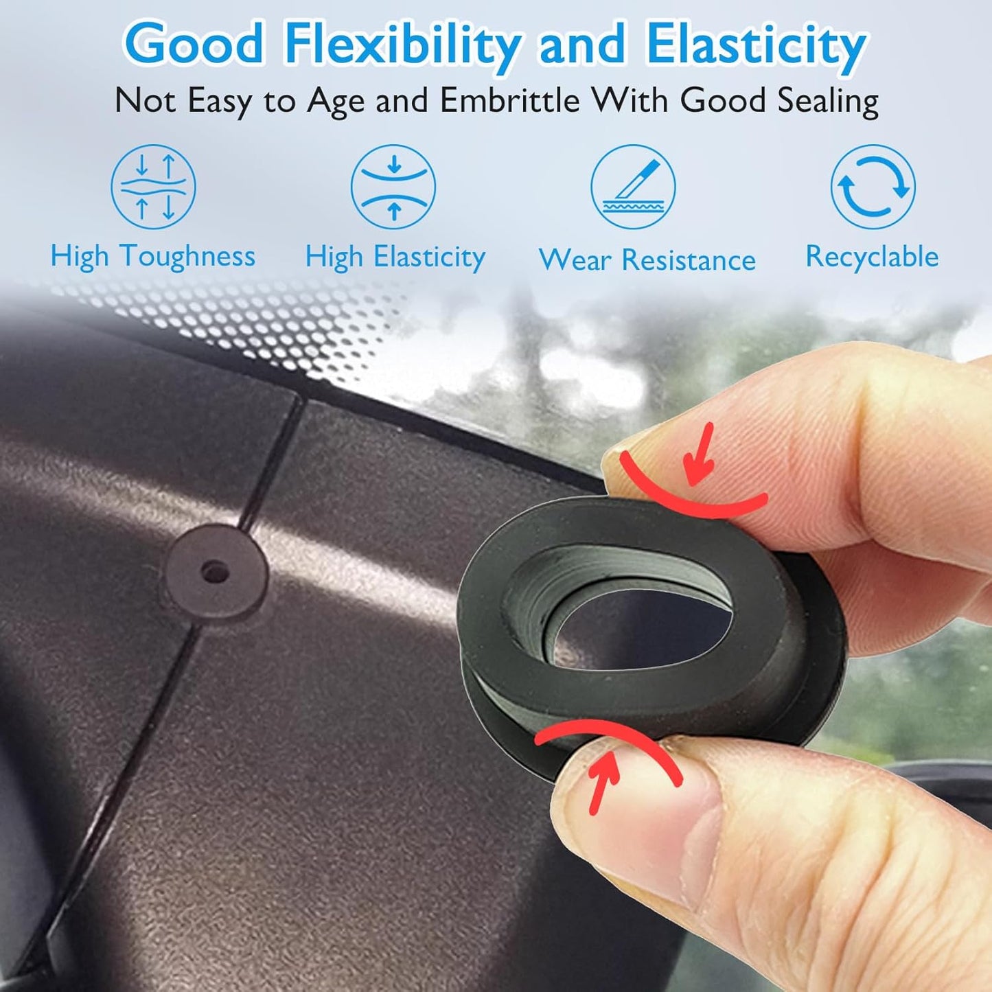 2 Pcs 2-7/16" Drill Hole, 1-15/16" ID Silicone Rubber Grommets for Wiring, Large Top Hat Grommets for Tube Cable, Waterproof L-Shape O-Ring Seal Hose Gasket in Hydroponic Irrigation System