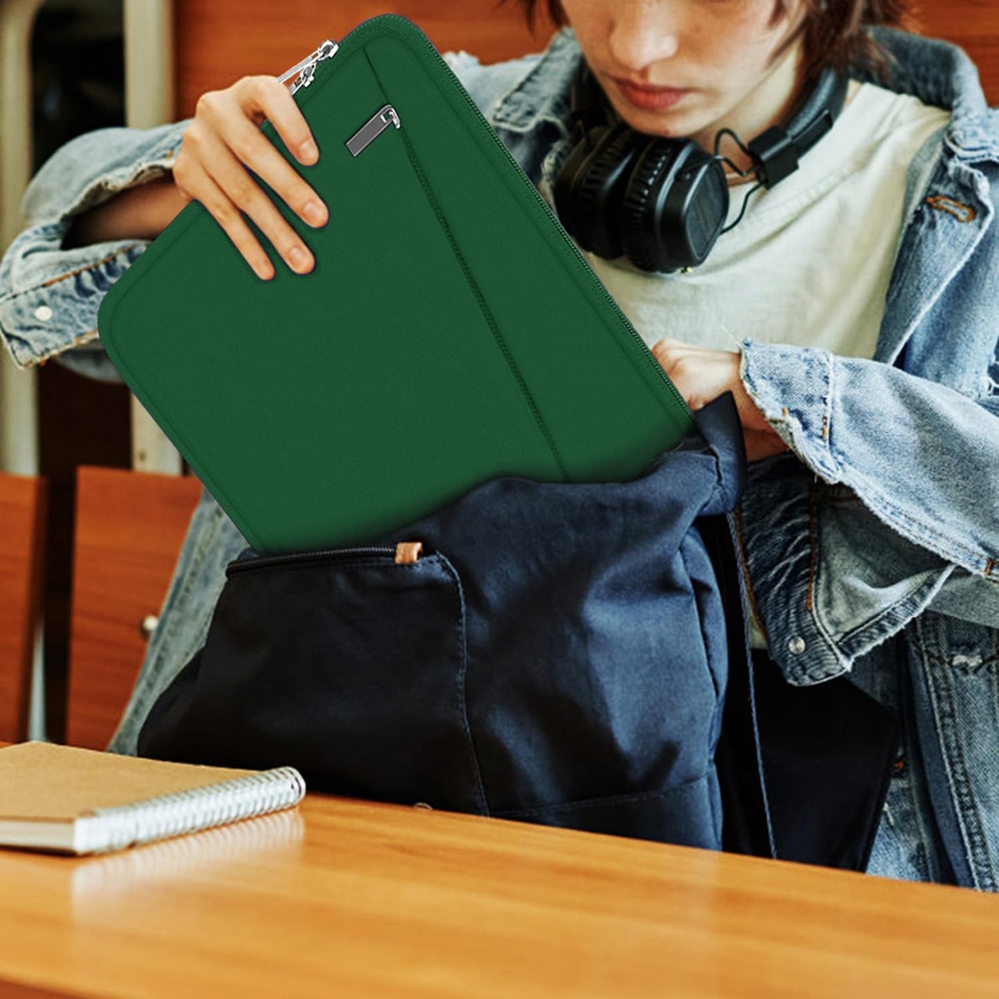 Laptop Sleeve 15.6 inch, Computer Carrying Bag Protective Case Handbag with Front Pocket, Slim Laptop Cover for 15-16 Inch HP, Dell, Lenovo, Asus, Dark Green