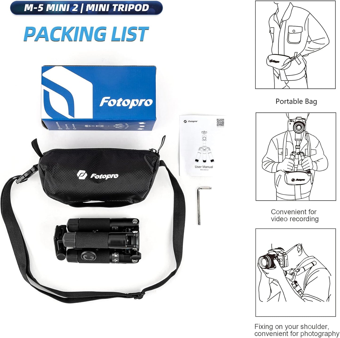 Fotopro Mini Tripod Portable Desktop Aluminum Small Camera Tripod with 360 Ball Head 20 Inch Compact Tabletop Tripod for DSLR Camera Video Camcorder Travel with Carrying Bag Load up to 11lbs/5kg