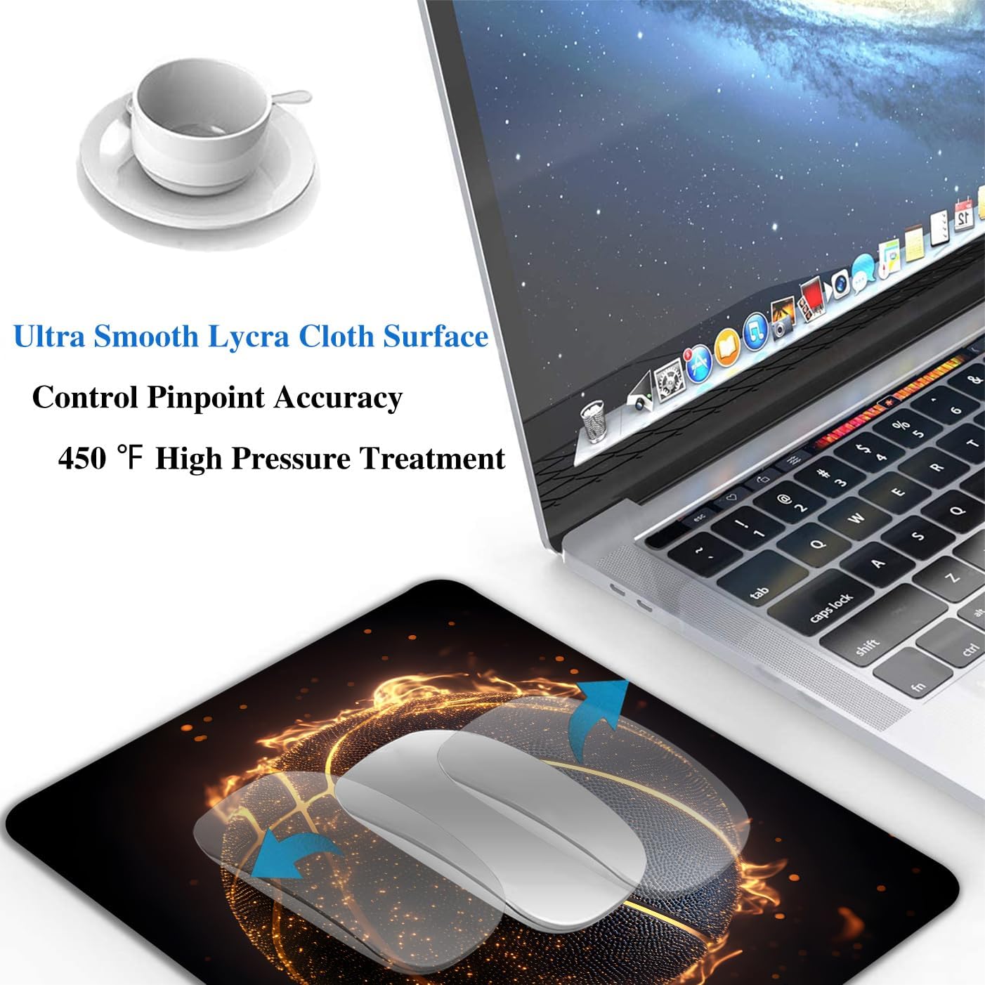 Blue Glitter Butterfly Mouse Pads for Desk, Portable Wireless Computer Mouse pad Small Design with Women, Non-Slip Rubber Base Laptop Mousepad 9.5" x 7.9" Smooth Surface for Office & Travel