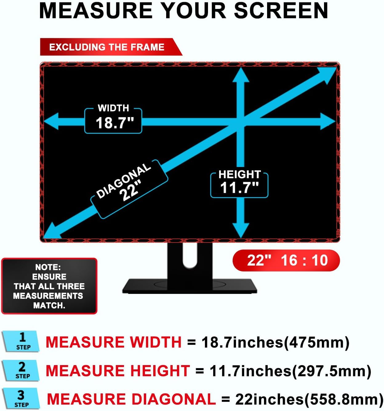 22 inch Computer Privacy Screen Filter - Suitable for 16:10 Aspect Ratio Widescreen Monitor - Blue Light Filter - Anti-Glare & Anti-Scratch Protector Film (22" Widescreen (16:10))