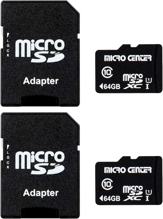 INLAND Micro Center 64GB Class 10 MicroSDXC Flash Memory Card with Adapter for Mobile Device Storage Phone, Tablet, Drone & Full HD Video Recording - 80MB/s UHS-I, C10, U1 (2 Pack)