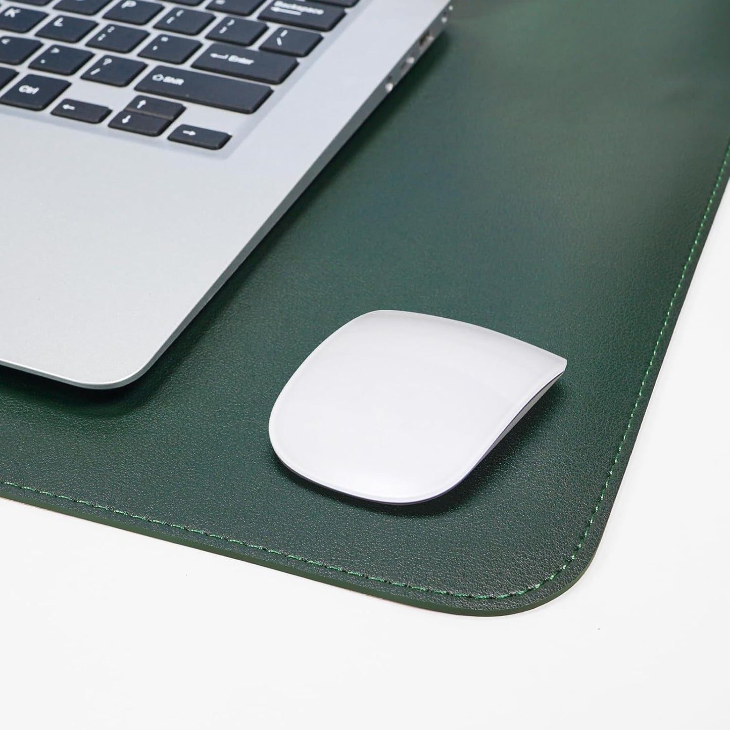 AFIING Dual-Sided Desk Pad, Natural Cork & PU Leather Large Mouse mats for Office and Home Work, Desk Protector Non-Slip, Waterproof, Easy Clean (Dark Green, 23.6" x 13.7")