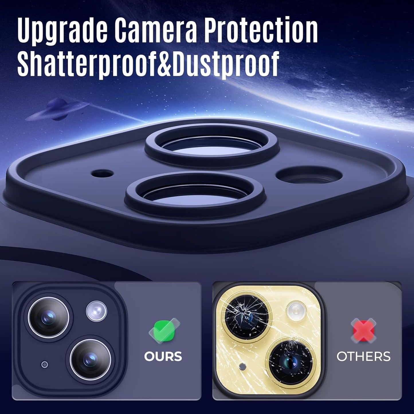 Designed for iPhone 14 Case, Compatible with MagSafe, with Privacy Screen Protectors X2, [Camera Protection] [15FT Military Drop Protection] Shockproof Phone Case, 6.1", Navy Blue