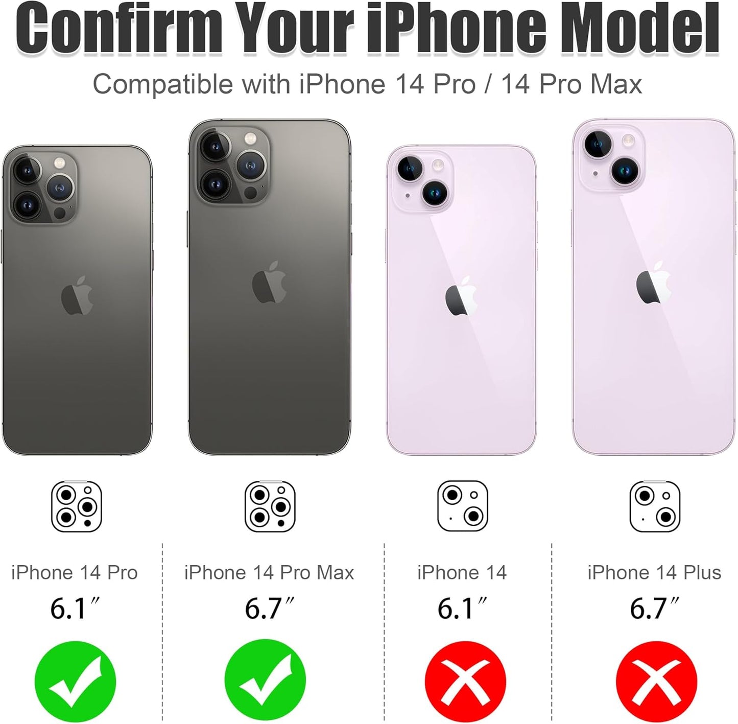 AGVEE 3+3 6 Pack for iPhone 14 Pro 6.1" / 14 Pro Max 6.7" Camera Lens Cover Protector, Metal Ring 9H Tempered HD Glass Camera Cover Protector Film, Purple
