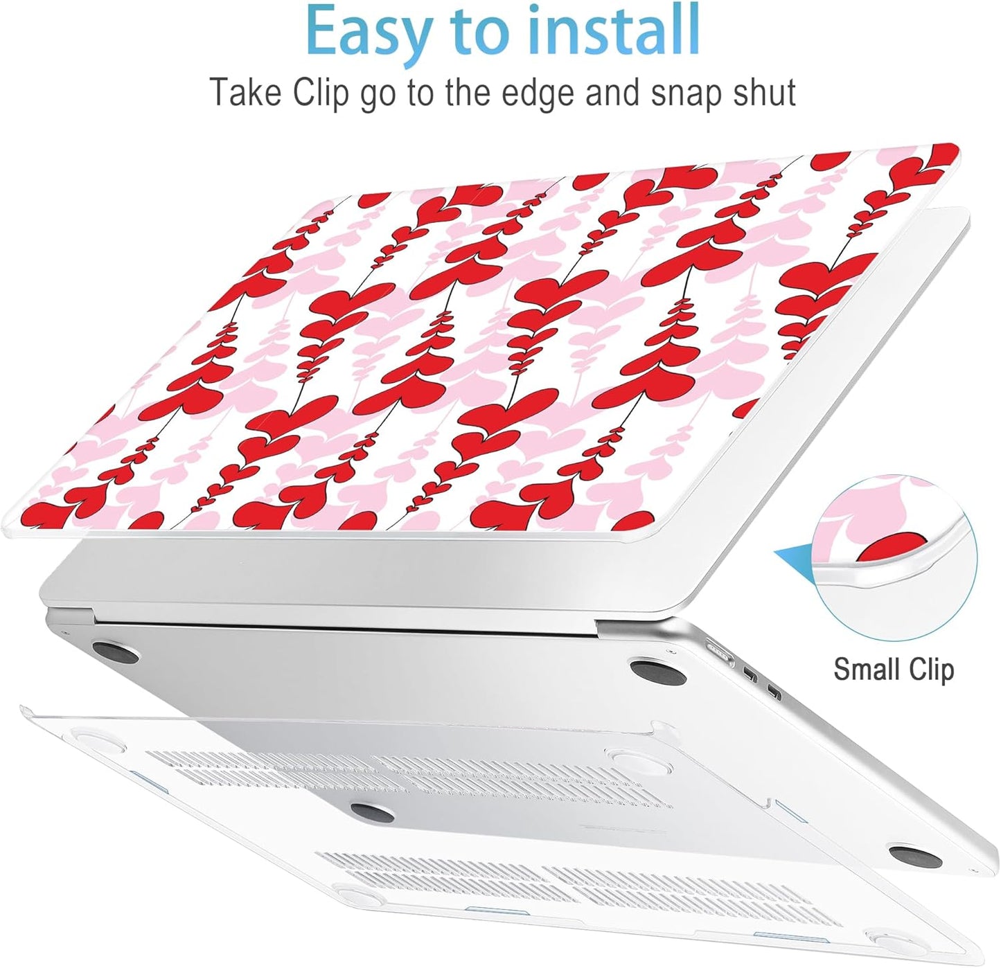 Mektron for 2025 M4 MacBook Air 13.6 Inch A3240 Case Fits 2023 A2681 M2 2024 A3113 M3 Chip with Liquid Retina Display Touch ID, Printed Plastic Hard Shell Cover for MacBook Air 13.6", Heart Wave