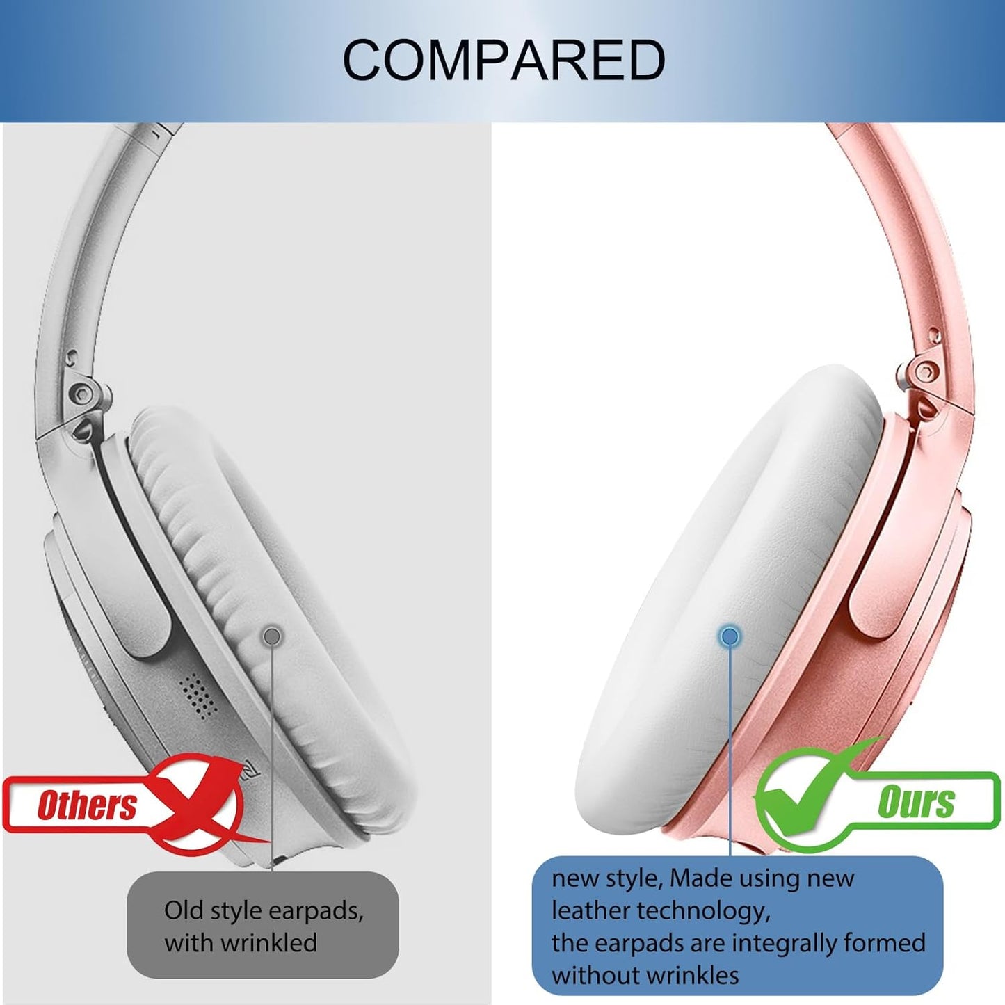 GEVO Ear Pads Cushions Replacement for Bose QC35 ii QC35, Earpads for Bose QuietComfort 35ii 35 Headphones with Protein Leather Noise Isolation Memory Foam (White)