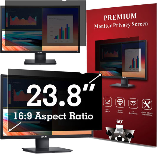 23.8 Inch Privacy Screen Filter for 16:9 Widescreen Monitor | Privacy Shield | Anti-Glare | Anti-Blue light Protector | Eye Protection | Computer Security Private Filter