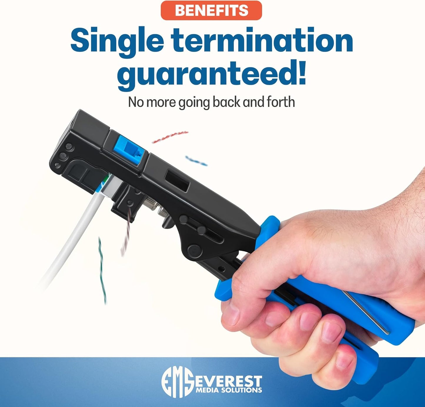Everest easyJACK - 90° Angled Speed Termination Keystone Tool - Time Saver Network Punch Down Tool - To Be Used ONLY with Everest 90° Angled RJ45 Cat5e, Cat6a and Cat6 Keystone Jacks (B087N7QQD2)