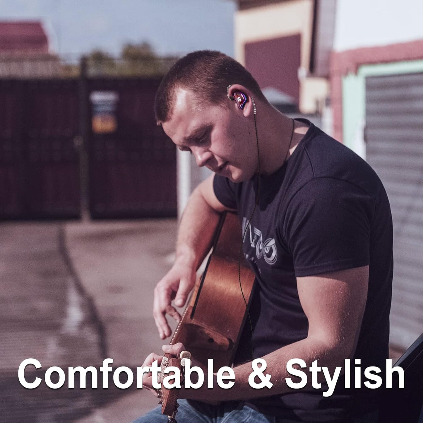 BASN Professional in Ear Monitor Headphones for Singers Drummers Musicians with MMCX Connector IEM Earphones (Pro Clear Colorful)