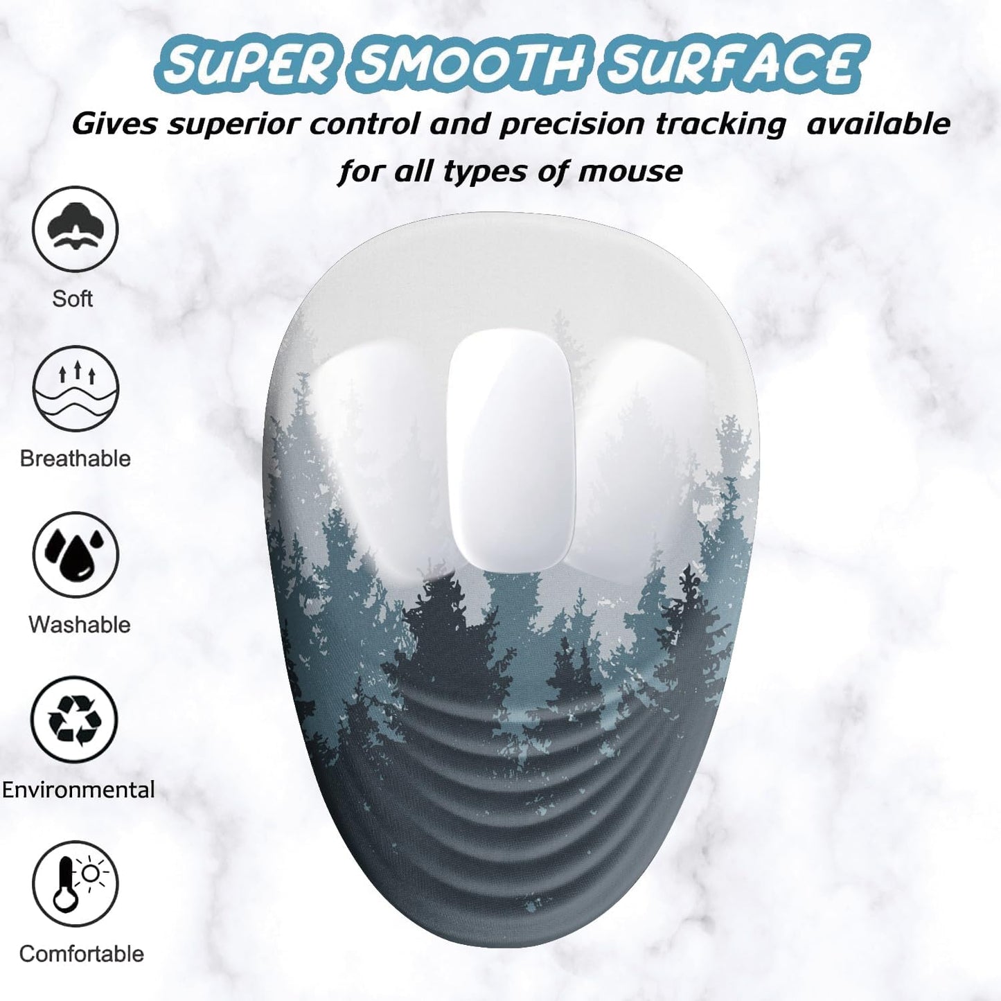 Ergonomic Mouse Pad Wrist Support, Mouse Pad with Wrist Rest, Memory Foam Massage Design & Non-Slip PU Base MousePads for Pain Relief, Desk, Office, Home, Forest Tree