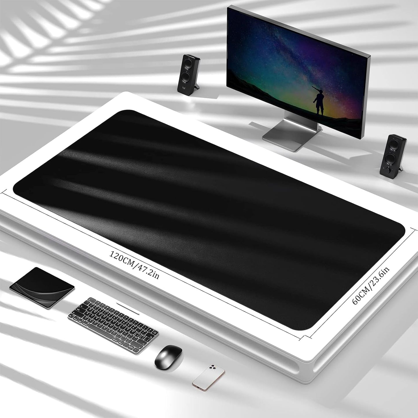 Dual-Sided Multifunctional Desk Pad, 47.2" x 23.6" Desk Mat, Waterproof Desk Blotter Protector, Leather Desk Wrting Mat for Office and Home (47.2" x 23.6", Black)