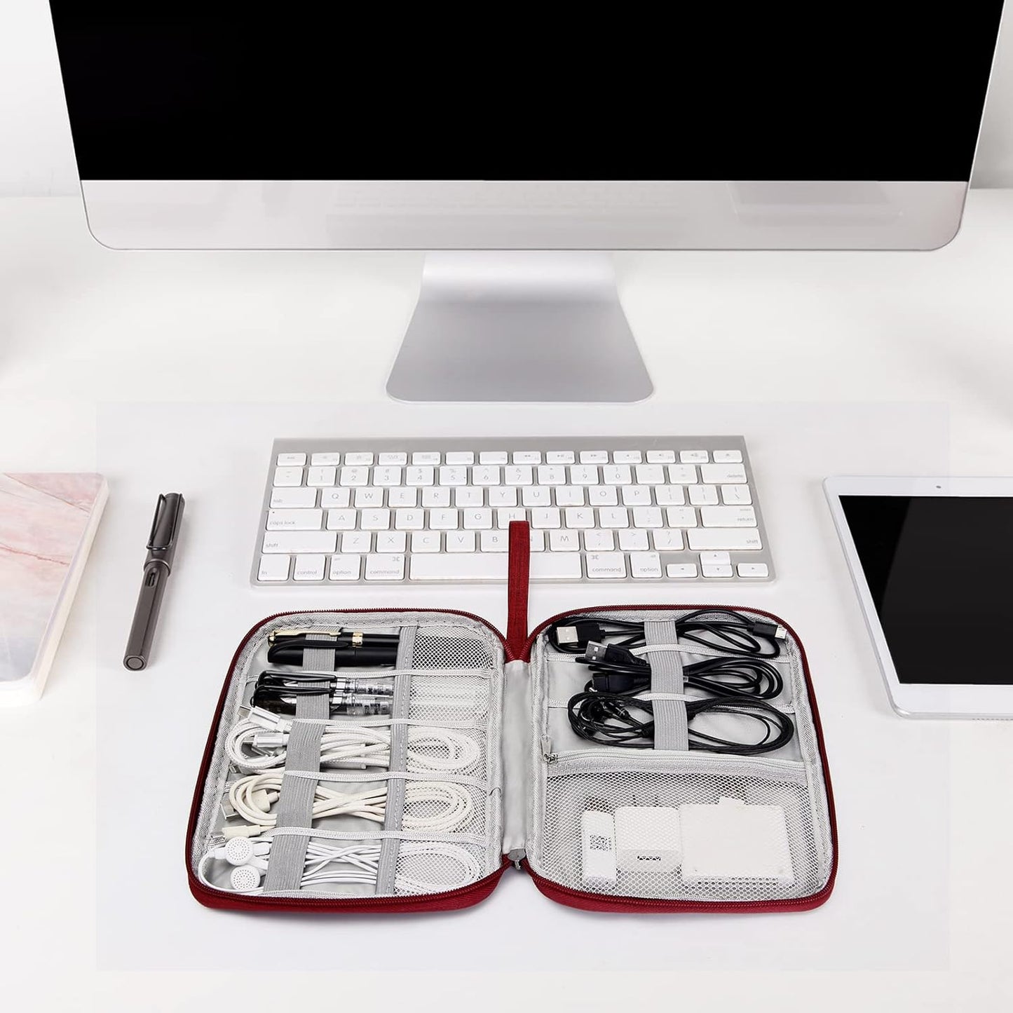 CILLA Travel Cord Organizer Case, Portable Waterproof Storage Bag for Charger, Cord, USB, Power Bank, Earphone, SD Card, Travel Essentials