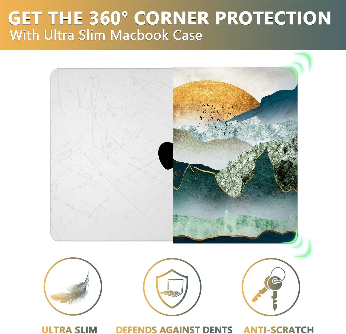 CISSOOK Mountain Case for MacBook Pro 14 inch 2024 2023-2021 Release Model M4 A3112 A3185 A3401/ M3 A2992 A2918/ M2 A2779 /A2442 M1 with Touch ID, Plastic Sunshine Mountain Cover for MacBook Pro 14