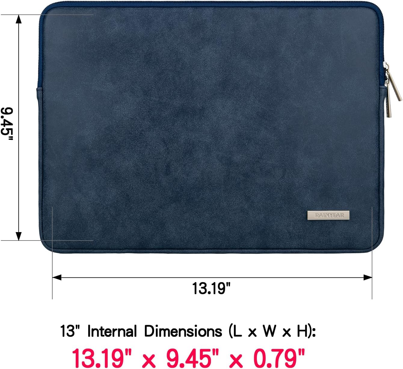 RAINYEAR 13 Inch Laptop Sleeve PU Suede Leather Case Protective Cover Water Resistant Bag Compatible with 13.3 Notebook Computer Chromebook,14" MacBook M1 M2 M3 M4,13.5 Surface Laptop(Deep Blue)