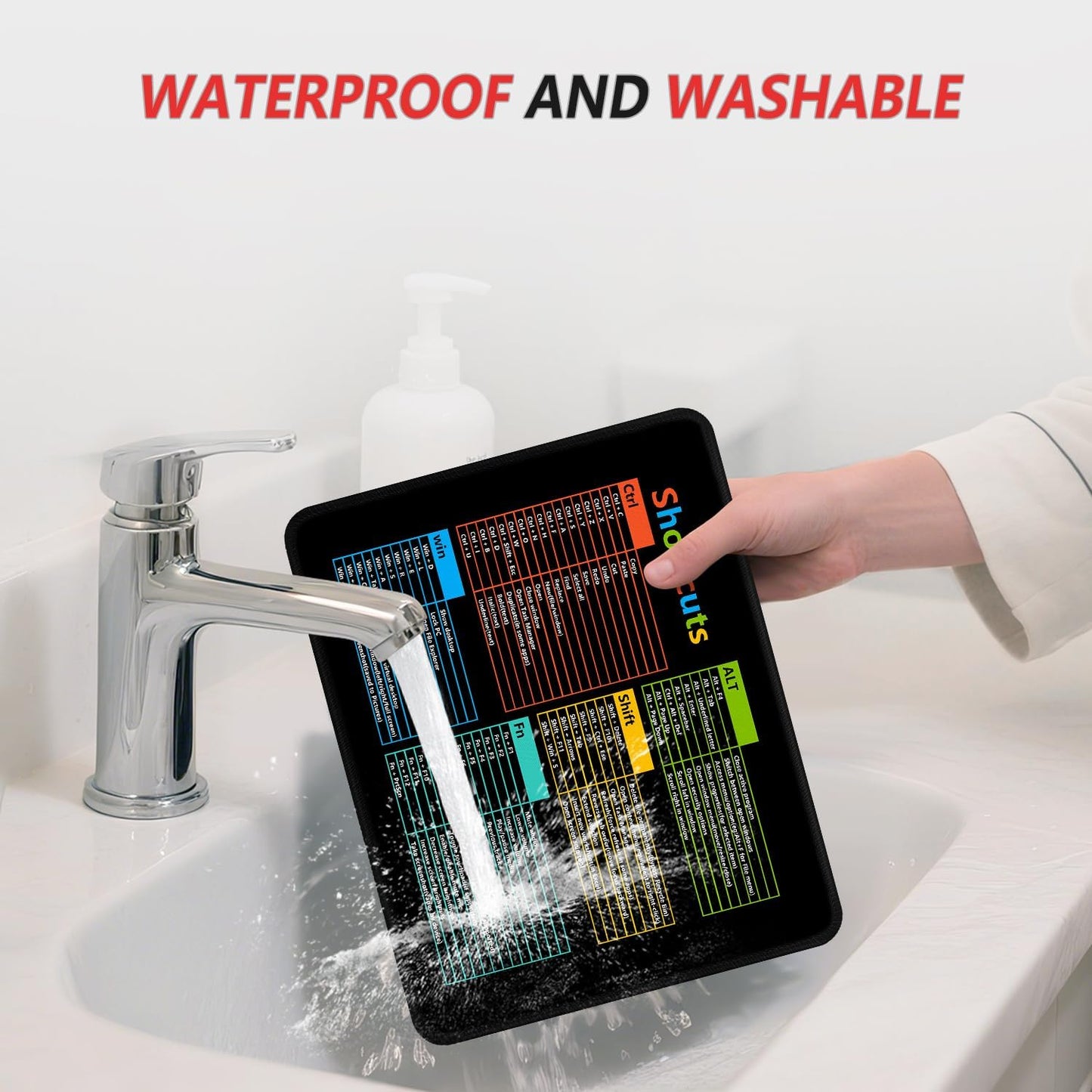 ITNRSIIET Mouse Pad Non-Slip Rubber Base Smooth Surface Stitched Edges Waterproof Durable Compatible with All Mice for Office & Gaming, Desk Accessory, 10.2x8.3x0.12 inch, WinShortcuts