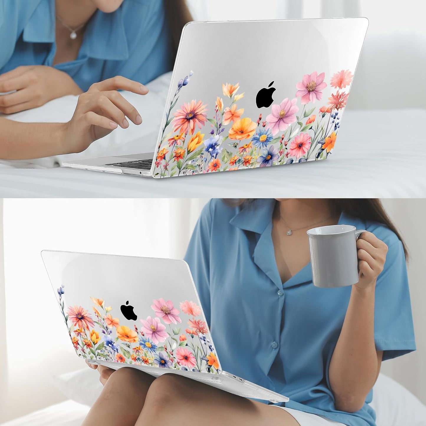 Mektron for MacBook Air 13 Case A1466/A1369 (2010-2017 Release), Snap-on Plastic Hard Shell Cover for MacBook Air 13.3 inch with Keyboard Cover, Floral P165