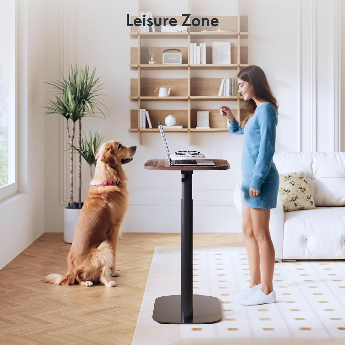 FLEXISPOT Adjustable C Table with Wheels, Mobile Snack Side End Table Sofa Couch Bedside Table Laptop Cart TV Tray Night Stand for Small Space Side Table(23.6" W x 13.8" D,Rustic Brown)