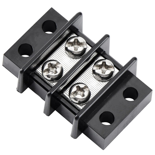 GLOSO Terminal Blocks Double Row Stainless 11 mm Pitch TBC, Marine Grade, 12-22 AWG Cu, 25A/300V - 1 Pack, 2 Poles