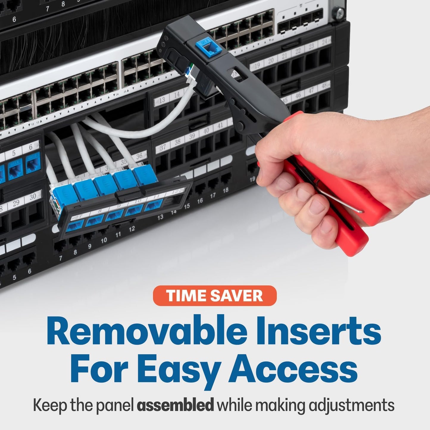 Everest 24 Port Keystone Patch Panel (10-Pack) - Removable 6-Port Panels - Use with Slim Profile Keystones ONLY (Wider Jacks May not fit Side by Side) - 8 Blank Keystone Jack Inserts Included