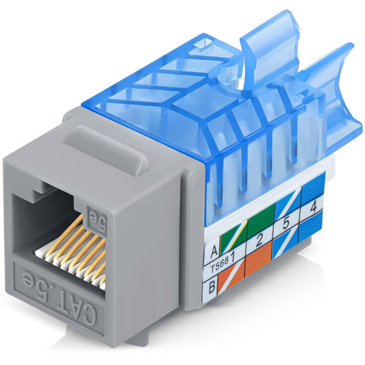 Everest 45° Angled RJ45 Cat5e Keystone Jacks 10-Pack in Gray - Slim Profile Female RJ45 Connectors - Cat 5e Keystone Jack - Compatible with 45° Angled Speed Termination Tool - 45Term (B0BL3GS7ZY)