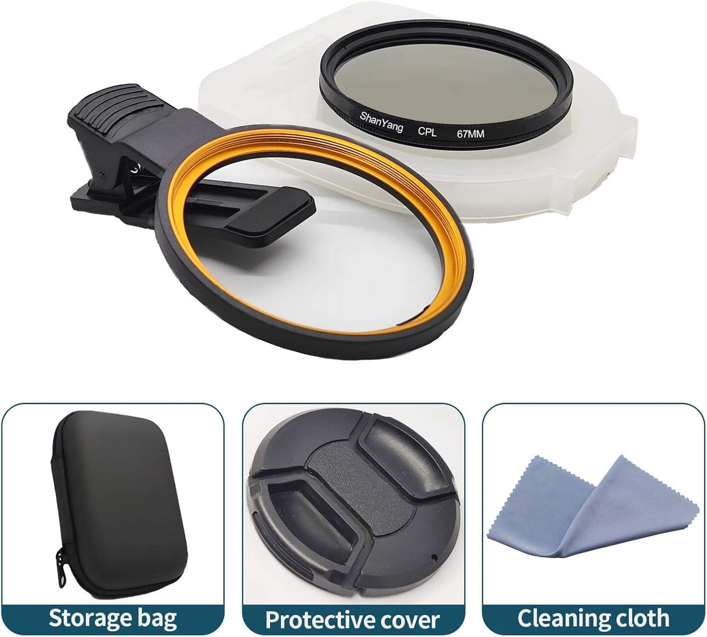 67mm Clip-on CPL Phone Camera Lens Filter, Polarized Camera Lens CPL Filter for iPhone 16 15 Pro Max Plus 14 13 Pro Max Mini 12 11 X XS Max Galaxy