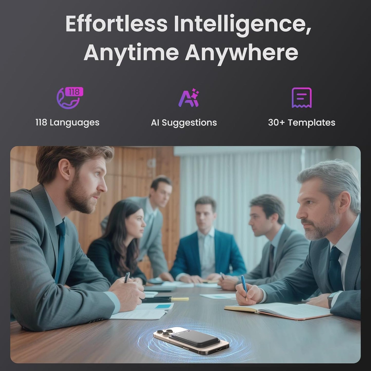 AI Voice Recorder, Transcribe & Summarize, AI Noise Cancellation Technology, Supports 152 Languages, 64GB Memory APP Control Audio Recorder for Lectures, Meetings, Calls (Starlight)