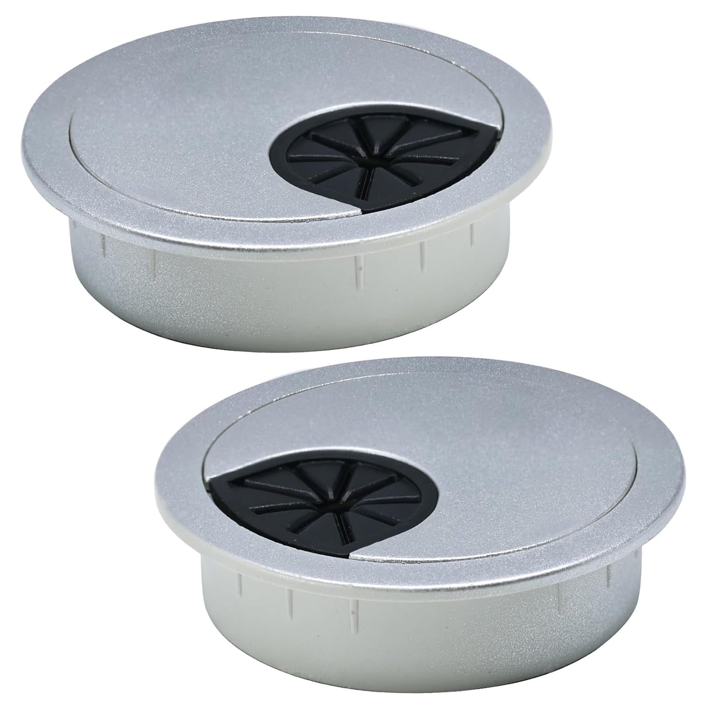 2 Pcs Desk Grommet 2-3/8" / 60 mm, Desk Cord Hole Cover, Cable Grommet ABS Plastic, Desk Hole Grommet for Home & Office Pc, Detachable Cable Cord Organizer-Silver Sand
