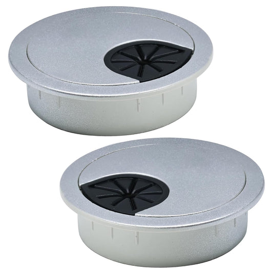 2 Pcs Desk Grommet 2-3/8" / 60 mm, Desk Cord Hole Cover, Cable Grommet ABS Plastic, Desk Hole Grommet for Home & Office Pc, Detachable Cable Cord Organizer-Silver Sand