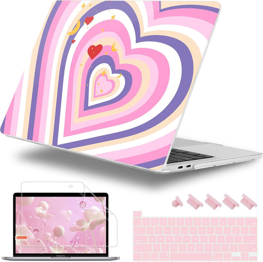 Case for MacBook Pro 13 inch with/Without Touch Bar (2016-2022, M2 A2338 M1 A2289 A2251 A2159 A1989 A1706 A1708), Hard Shell + Keyboard Cover + Dust Plug, Wildflower Heart