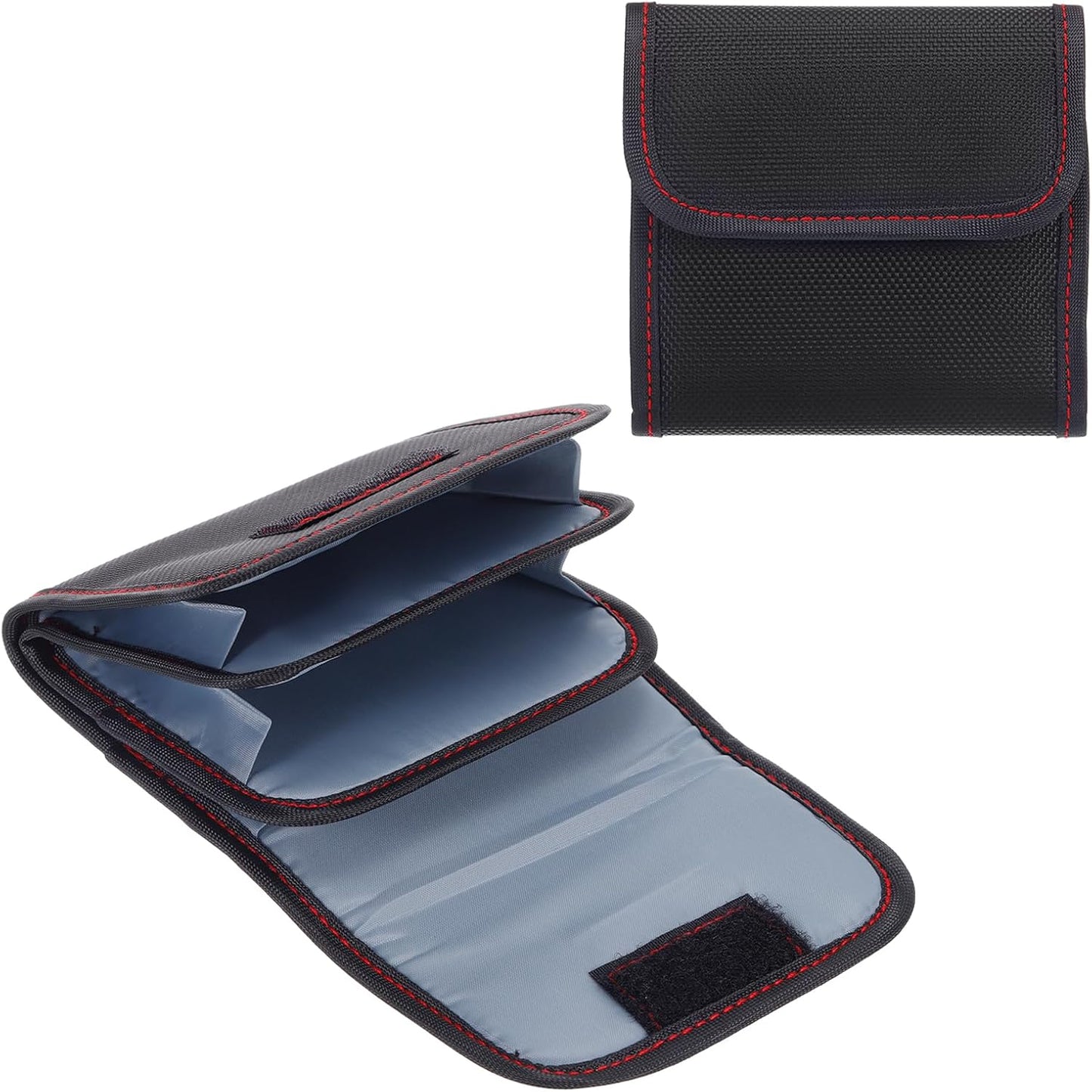 PATIKIL Lens Filter Case, 3-Pocket Camera Filter Case Portable Lens Filter Pouch Photography with Belt Loop Fit Camera Bag Strap Pocket Drone for 25mm-82mm, Black Red