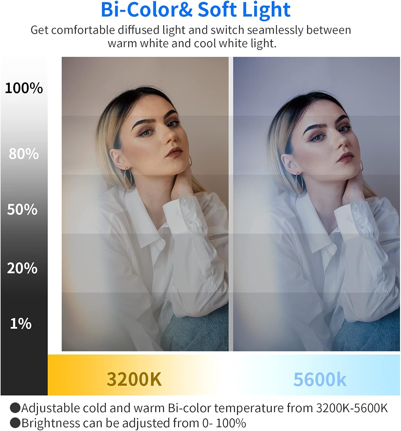 GVM Desk Mount LED Video Light, 10'' Round Key Light with Built-in Diffuser and LCD Display, Bi-Color Professional Light for Game/Studio/Streaming/YouTube Video Shooting, APP Control CRI 97+