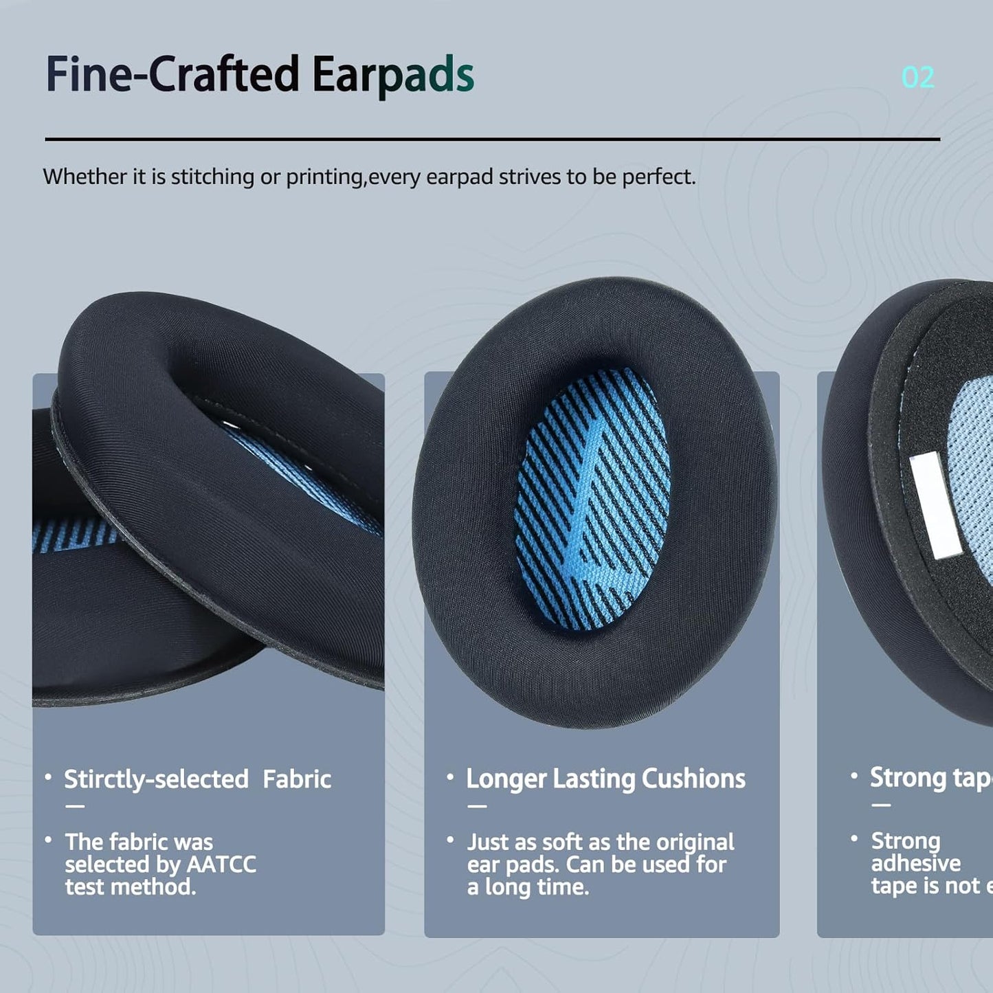 Fabric Comfort -Wzsipod Ear Pads for Bose QuietComfort 35/Qc35ii Headphones, Compatible with QC45 QC25 QC35 QC15 & More Series, Replacement Exclusive Styles, S3