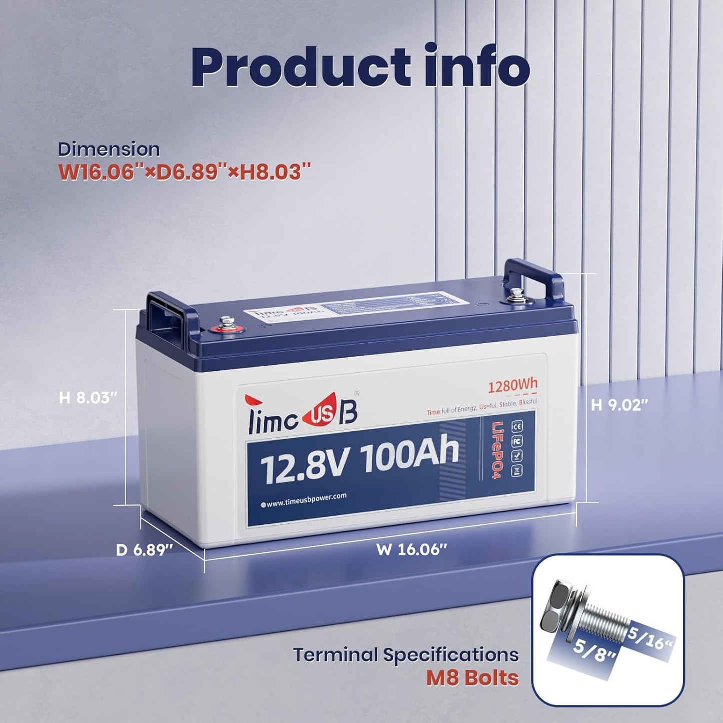 12V 100Ah LiFePO4 Battery, 4000+ Deep Cycle Lithium Battery, Built-in 100A BMS, Ideal for Trolling Motor, RV, Solar Panel Systems, and Off-Grid Power Solutions