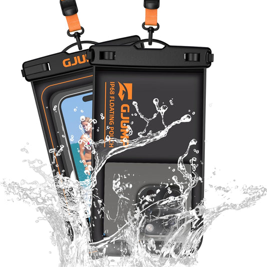 2 Pack Floating Waterproof Phone Pouch, Up to 8.3" IP68 Cellphone Dry Bag Compatible for iPhone 16 15 14 13 Pro Max Samsung Galaxy, Essential for Beach Cruise Ship (Orange*2)