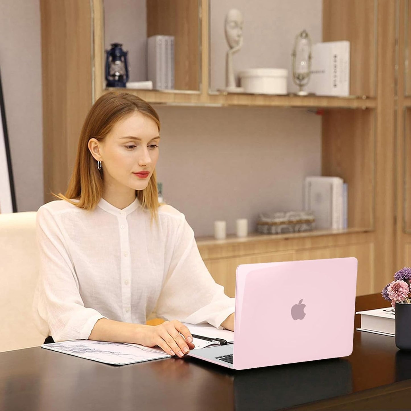 MOSISO Compatible with MacBook Air 13 inch Case 2025 2024 2023 2022 M4 A3240 M3 A3113 M2 A2681, Plastic Hard Shell&Keyboard Cover&Screen Film&Type C for MacBook Air 13.6 inch Case, Rose Pink