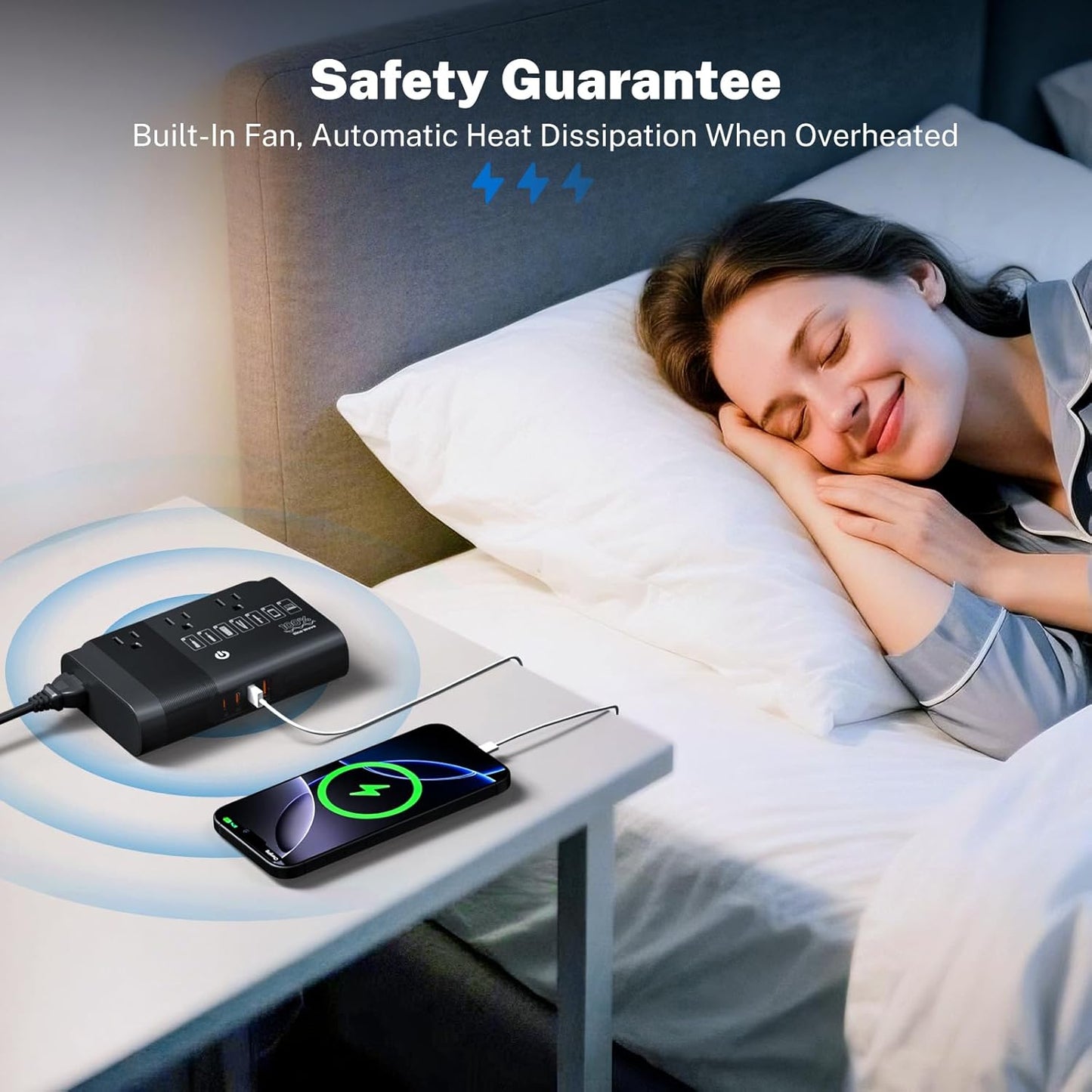 DOACE 500W Pure Sine Wave Voltage Converter, 220V to 110V European Travel Plug Adapter Converter, International Travel Transformer for US to Most Europe，UK, AU, EU, IT with 3 US Outlets & 4 USB, BLACK