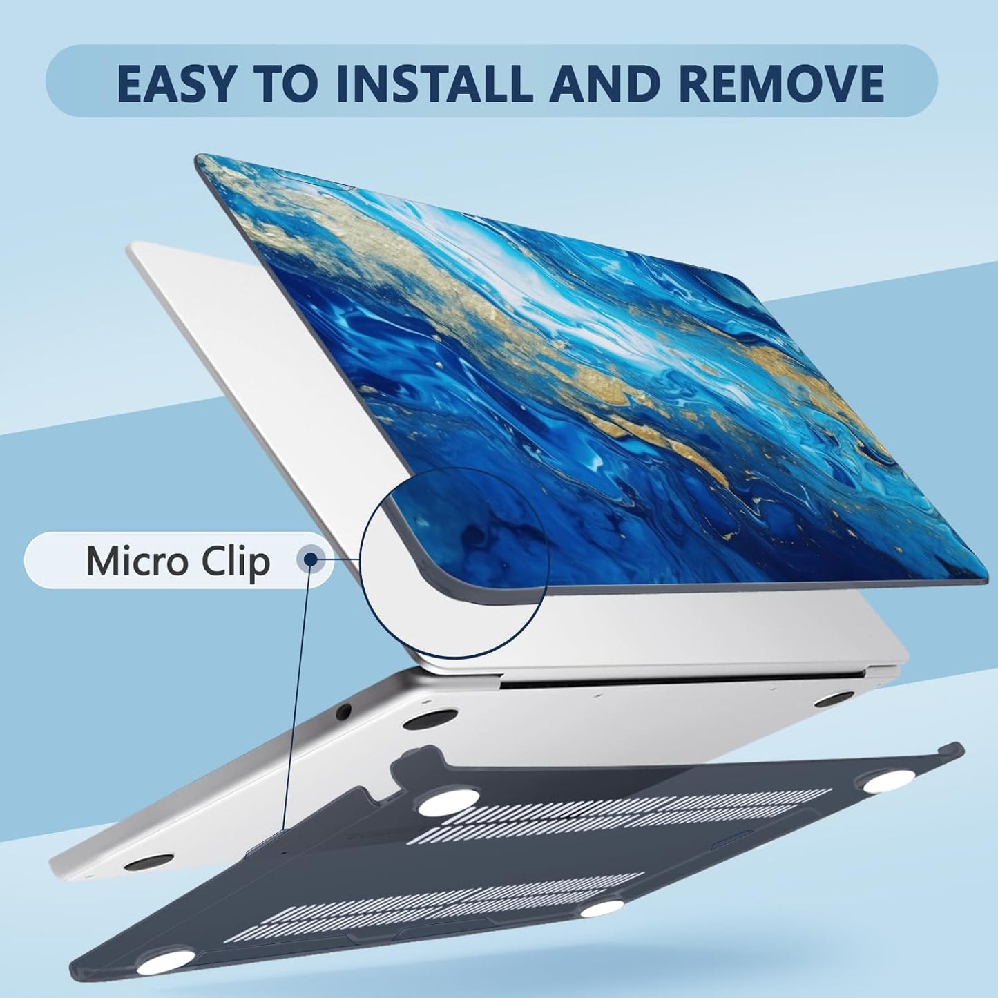 Compatible with MacBook Air 15 inch Case, M4 A3241/M3 A3114/M2 A2941 (Released 2025 to 2023), Hard Shell, Keyboard Cover, Screen Protector, Webcam Cover & Type-C Adapter, Oceans