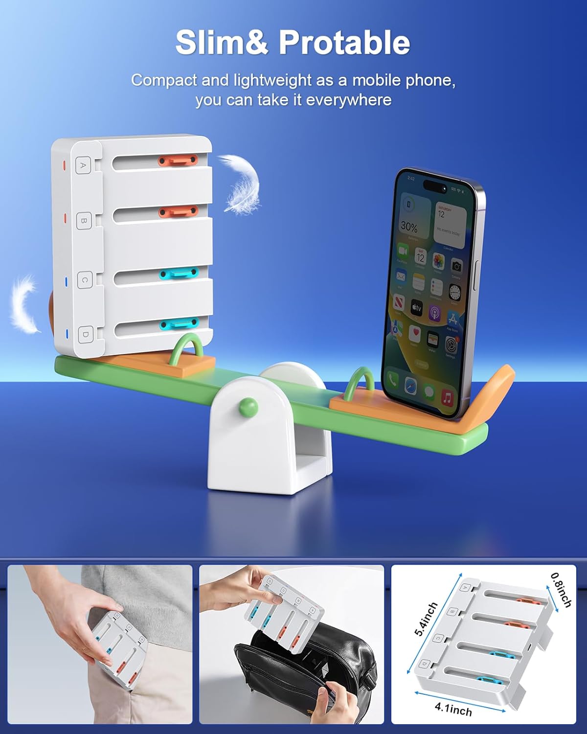 Charger for Nintendo Switch 2 and Switch 1 Controller, Horizontal Charging Dock Station for Joy con and for Joycon 2 Accessories with Foldable Storage Stand (White)