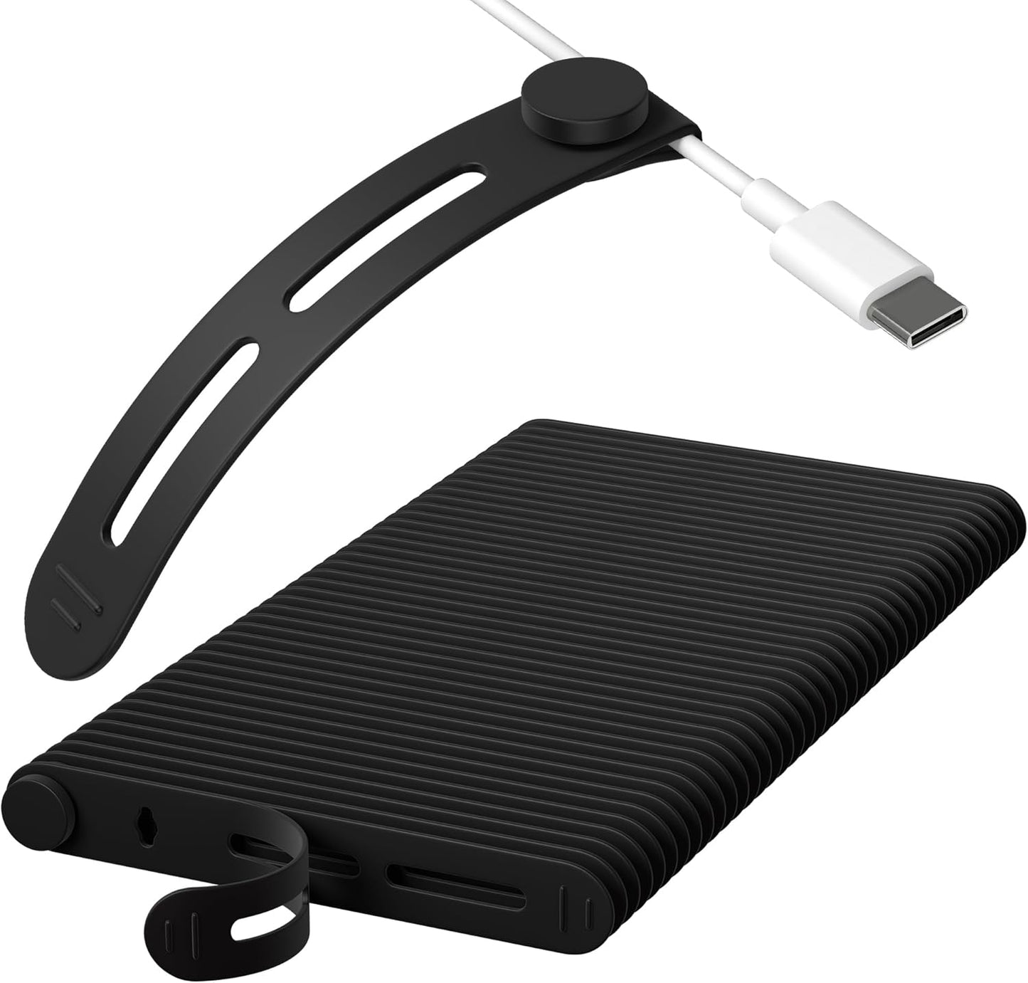 40Pcs Nearockle Reusable Cable Ties, Adjustable Silicone Cord Organizer Small Zip Ties for Charging Cords Earphone Computer Wire, Office Desk Cable Management Travel Accessories(Black)