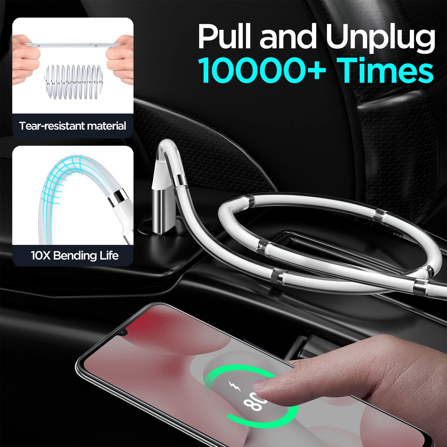 AICase Magnetic Charging Cable, Type C to Type C (6.5 FT) Super Organized Charging Magnetic Absorption Nano Data Cable for Samsung S23/S22/S21/S20 Ultra, MacBook Pro/Air, iPad Pro 12.9 11 Air Mini