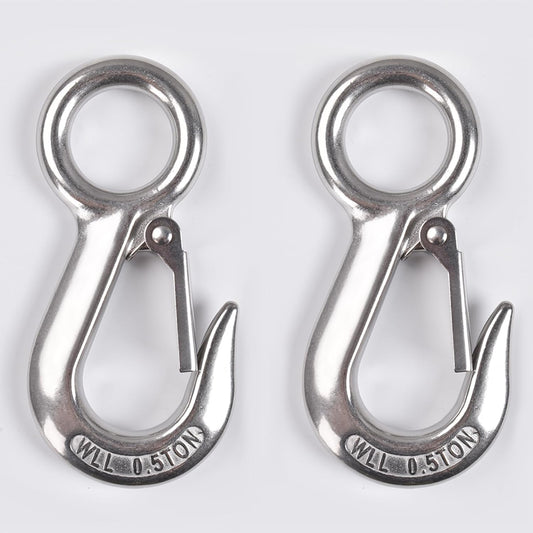 Alele 2Pack 0.5T Crane Scale Grab Hooks,Slip Hooks,Stainless Steel Lifting Hook Rigging Accessory
