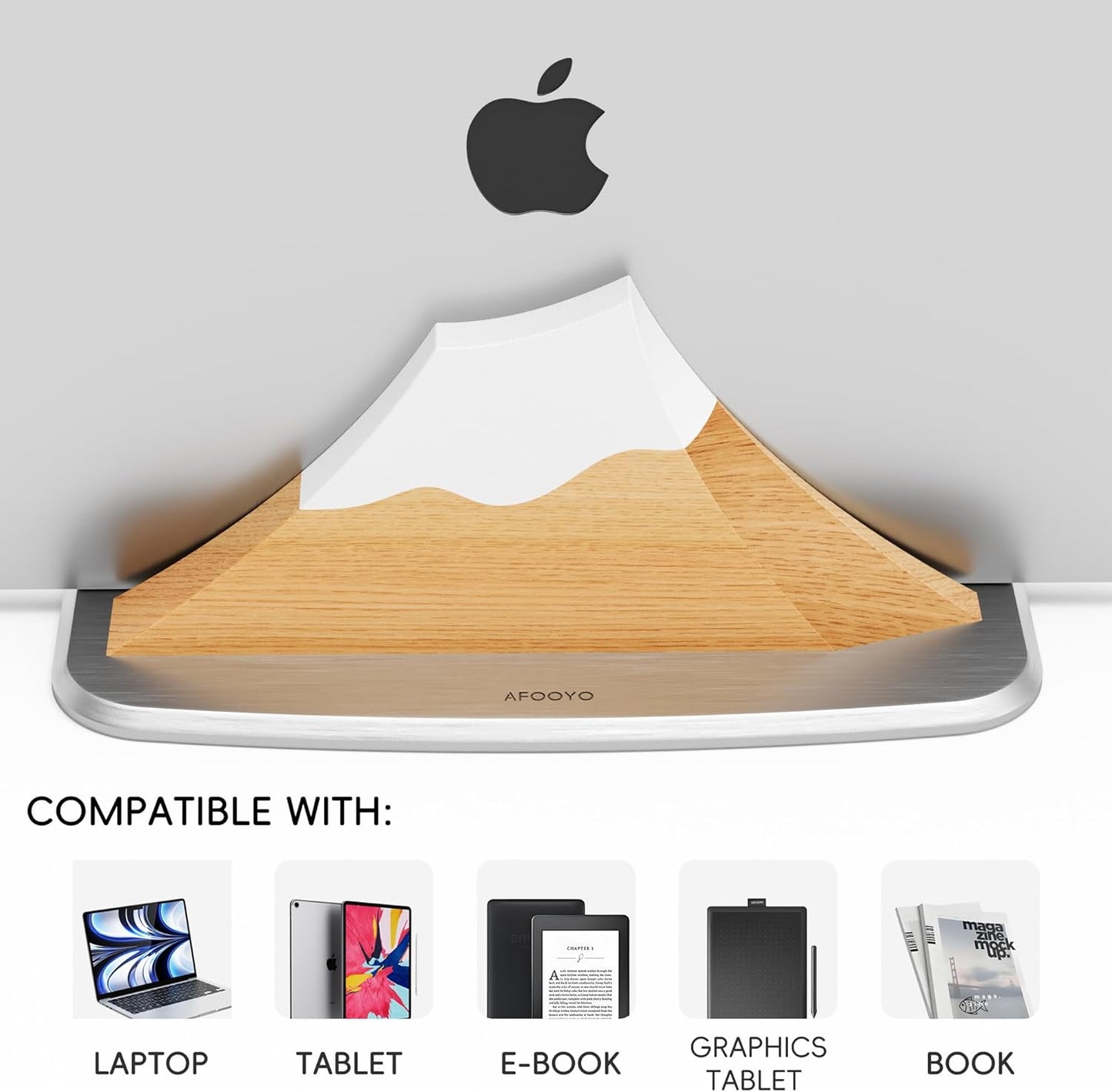 Vertical Dual Laptop Stand - Snow Peak-Shaped Wooden Adjustable Laptop Holder,2 Slots Desktop Dock Compatible with All MacBook, Surface,Chromebook,Dell & More(Beechwood)