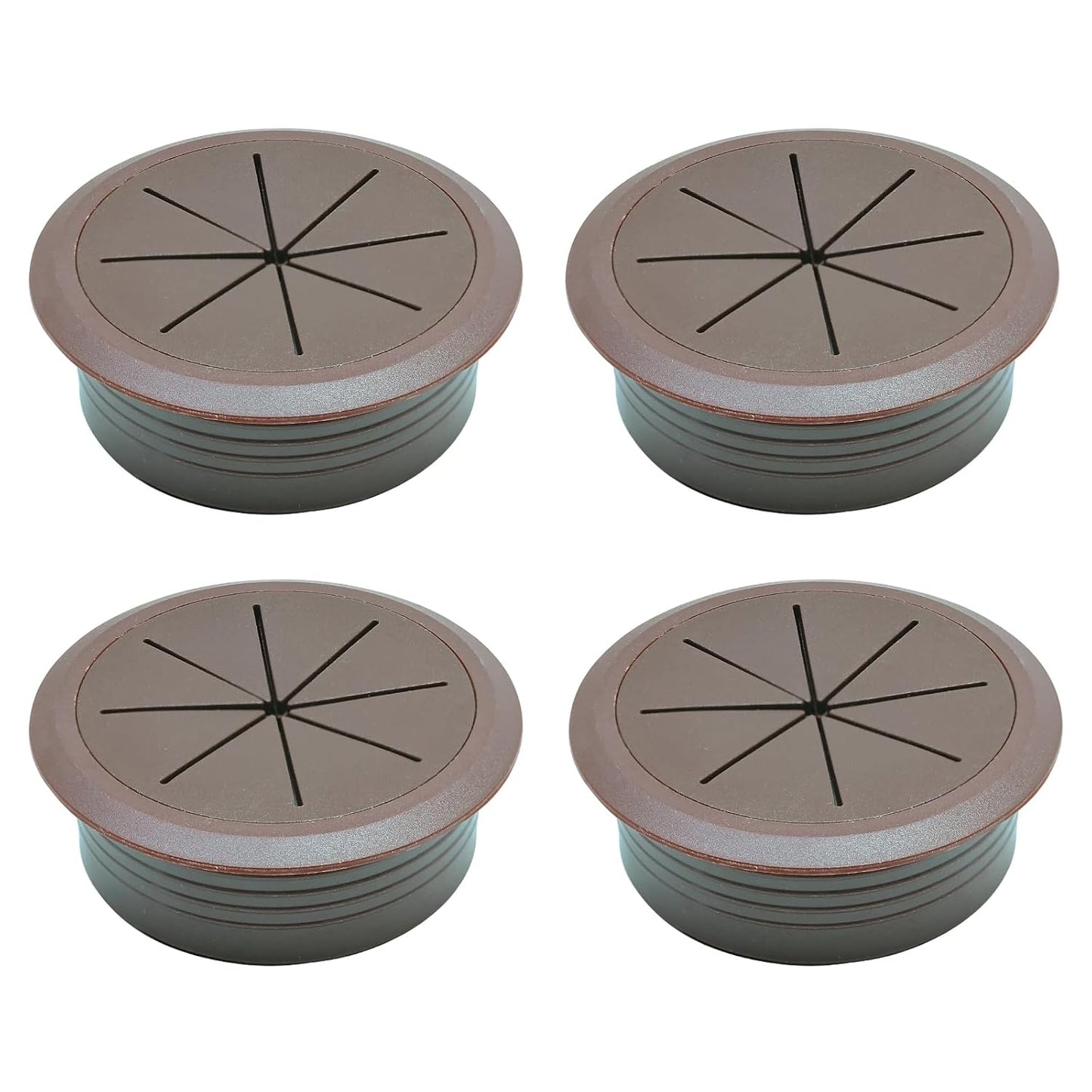 Desk Grommet 2-3/8" (60 mm), Desk Hole Cover for Cables Coffee, Cable Grommet ABS Plastic, Desk Hole Grommet for Office and Home Table Cable, Detachable & Flexible Cable Cord Organizer-4 Pcs