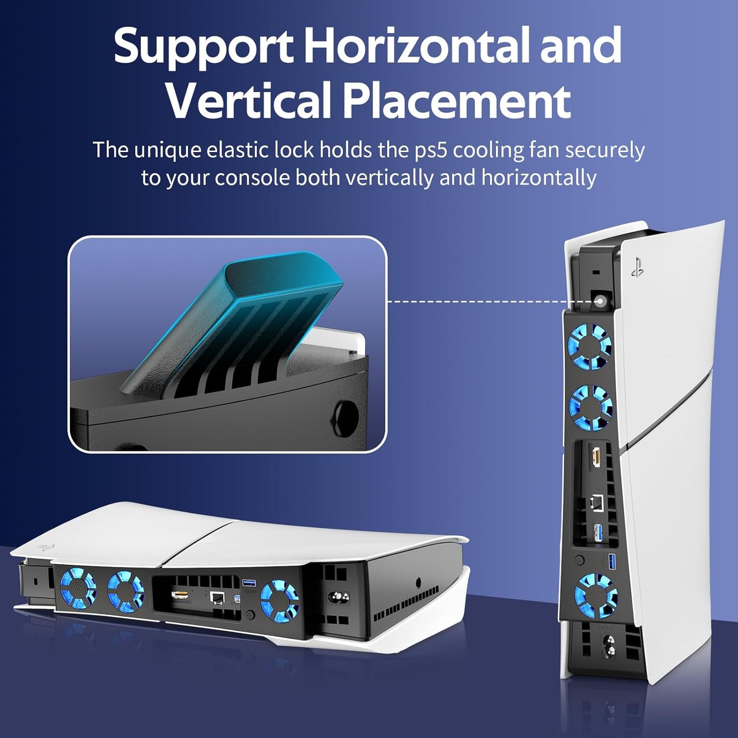 Cooling Fan for PS5 Slim, Compatible with PlayStation 5 Slim Console, High Efficiency PS5 Slim Fan Cooler Station (Black-p5 Slim)